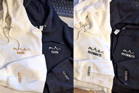 Custom Embroidered Couple Hoodie Mrs Mr Luvint