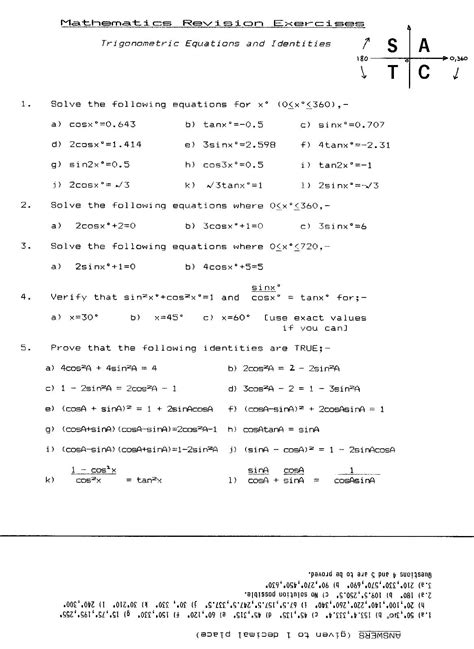 11 Trig Identities Worksheet