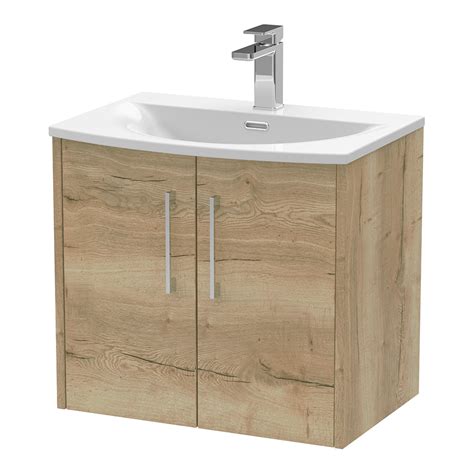 Hudson Reed Juno 600mm Wall Hung 2 Door Vanity Unit Curved Basin 1TH