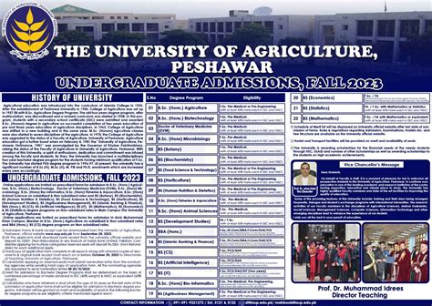 Admission Open In The University Of Agriculture Peshawar 17 Oct 2023