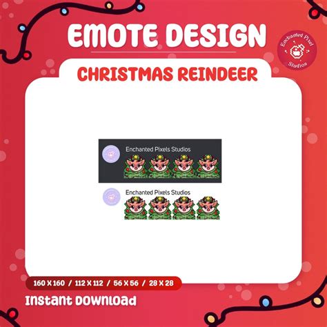 Christmas Tree Reindeer Twitch Emote Cute Chibi Christmas Animal Emoji