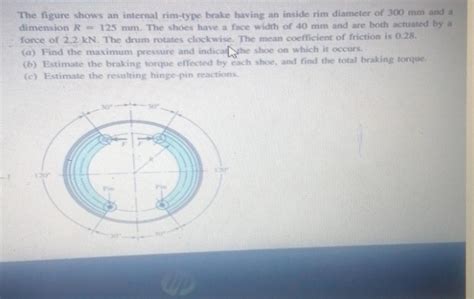 Solved The Figure Shows An Internal Rim Type Brake Having An Chegg