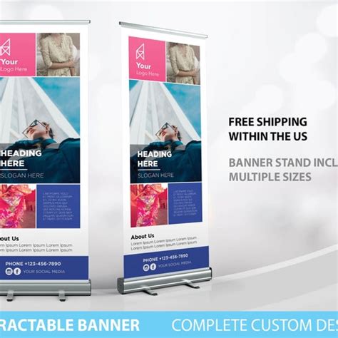 Retractable Banner Custom Roll Up Banner Stand Pop Up Banner Etsy