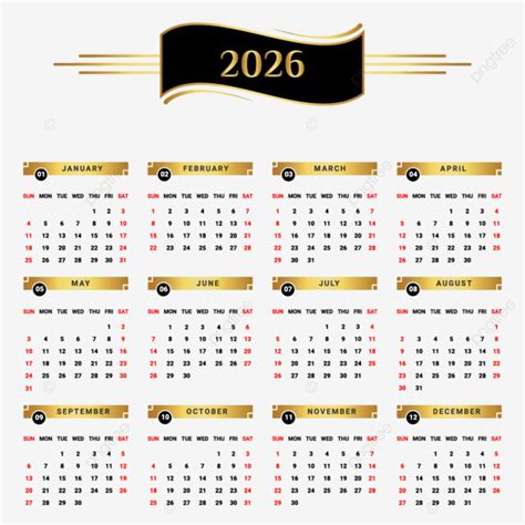 Calendar With Black And Golden Unique Design Vector Calendar