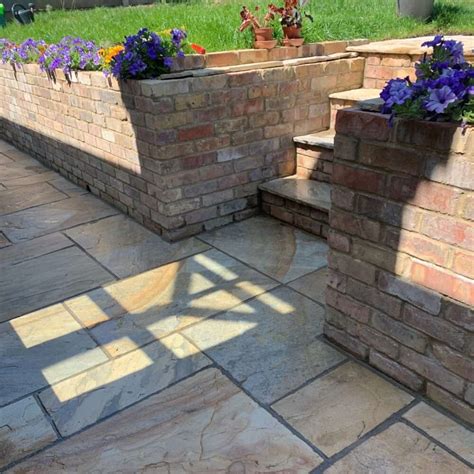 Fossil Mint Indian Sandstone Paving Slabs Patio Packs