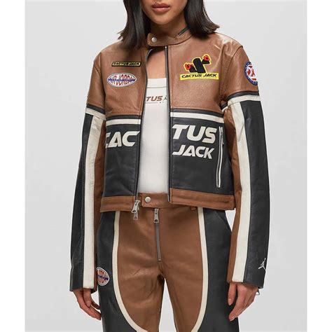 Black and Brown Air Jordan Cactus Jack Moto Jacket - Jackets Masters