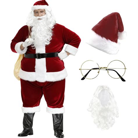 oqasdz Christmas Outfits Santa Outfits for Velvet with Detachable for