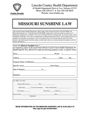 Fillable Online Lchdmo Mo Sunshine Law Lincoln County Health