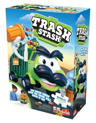 Goliath Trash Stash Game W 24pc Puzzle Fill Trashcan Watch It Dump