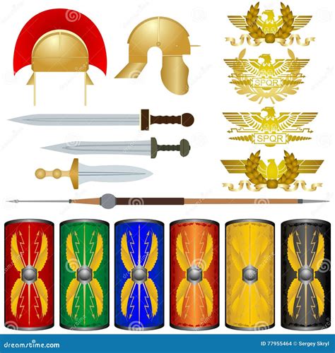 Armas Y Símbolos De Los Legionarios Romanos Ilustración del Vector