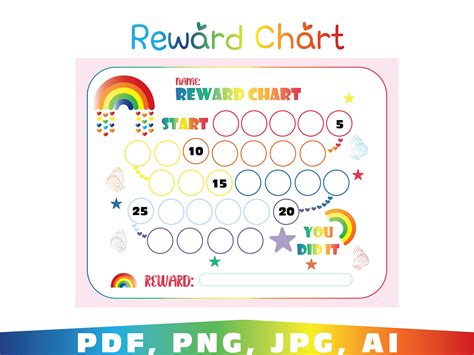 Printable Rainbow Reward Chart Printable Rainbow Behavior Etsy