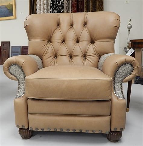 Leather And Gator Hide Churchill Tufted Recliner Chair 6622