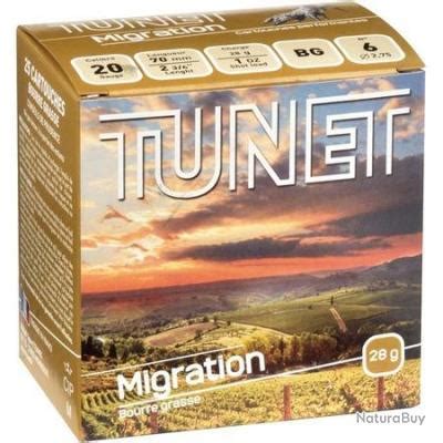 TUNET Cartouches De Chasse MIGRATION Par Boite De 25 20 70 28g