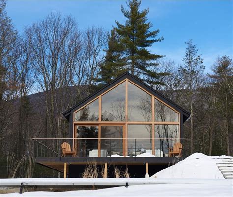 Snowy Winter Modern Cabin Architecture at Hudson Woods, Catskills