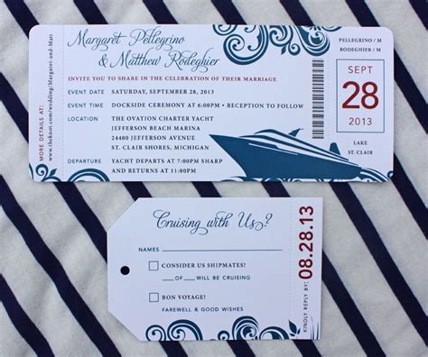 Red And Blue Swirl Yacht Cruise Boarding Pass Wedding Invitations Wedding Pinterest Boarding