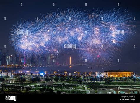 Qatar National Day Fireworks at Doha Corniche Stock Photo - Alamy