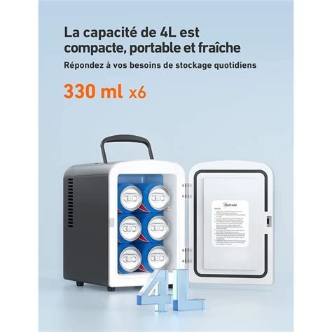 Astroai Mini Frigo De Chambre Litres Canettes Ml V V