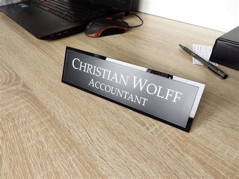 Double Sided Desk Name Plate Executive Personalised Custom Engraved