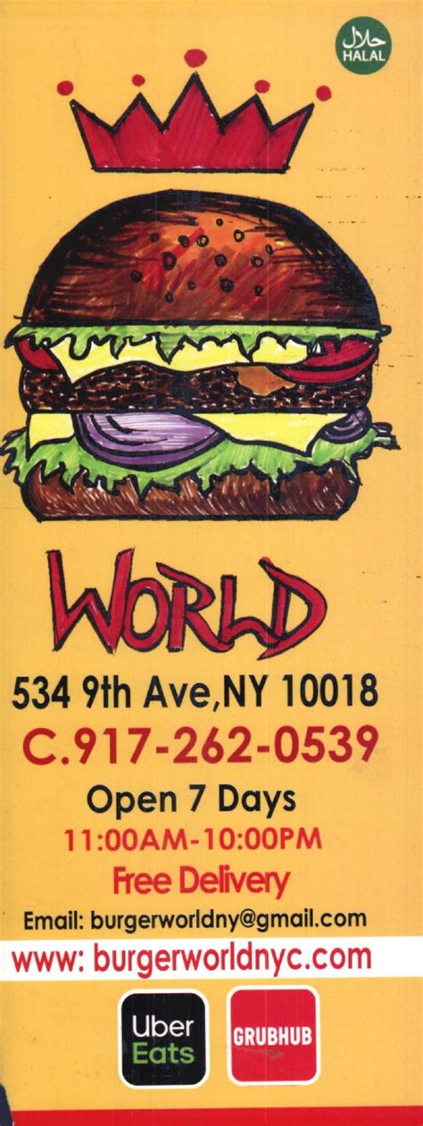 Burger World Restaurant In Manhattan Menus And Photos