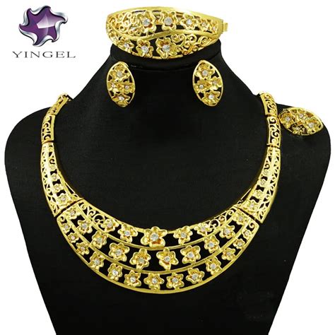 Indian Jewelry Dubai Gold Jewelry Sets Women Fashion Necklace Fine