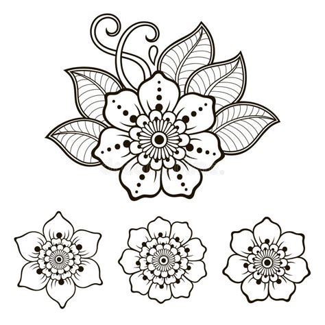 Plantilla De Flor De Tatuaje De Henna En Estilo Indio Paisley Lotus