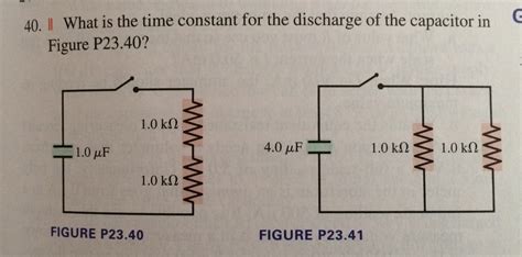 Solved What Is The Time Constant For The Discharge Of The