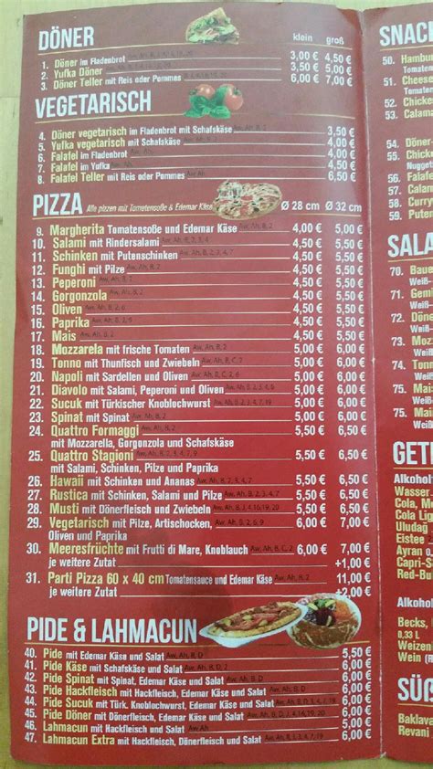 Menu At Central D Ner Pizza Hammersbach