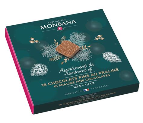 Monbana Boîte assortiment de 16 chocolats pralinés Gamm vert