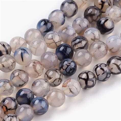 Natural White Black Dragon Vein Agate Gemstone Round Beads Sold By