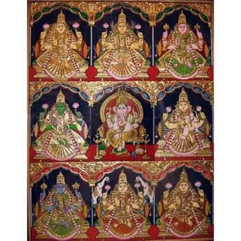 Gold Foil Teak Wood Ashta Lakshmi Tanjore Painting Size At Rs