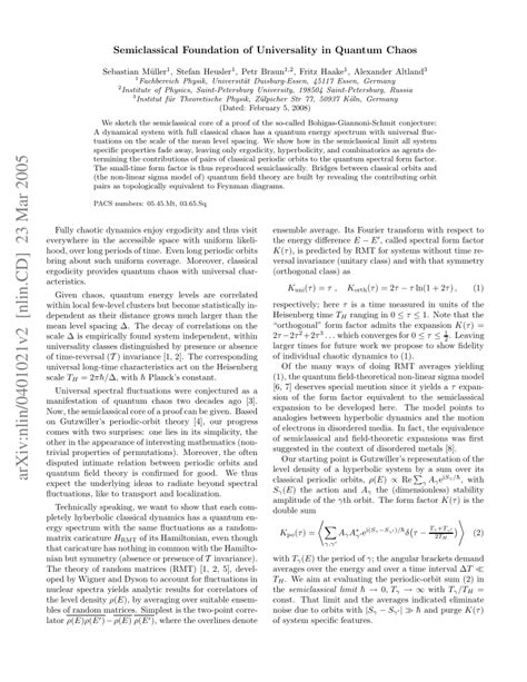 PDF Semiclassical Foundation Of Universality In Quantum Chaos