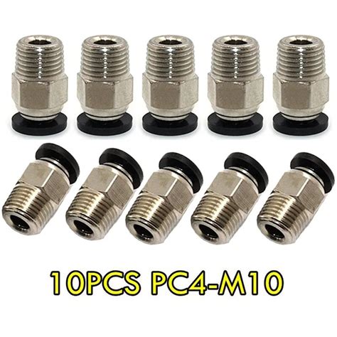 10Pcs PC4 M10 Straight Pneumatic PTFE Tube Push In Quick Fitting