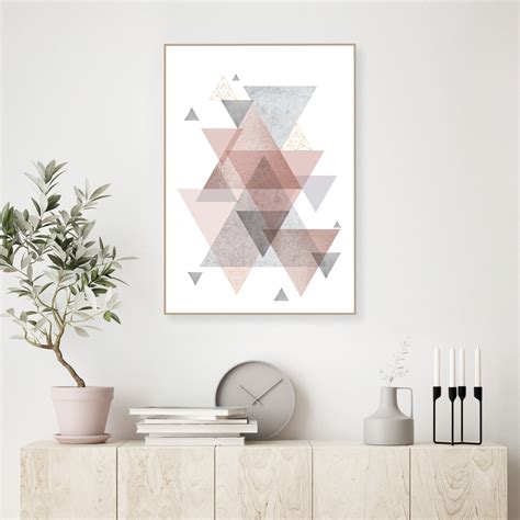 Blush Pink and Grey Geometric Printable Art Digital Download | Etsy