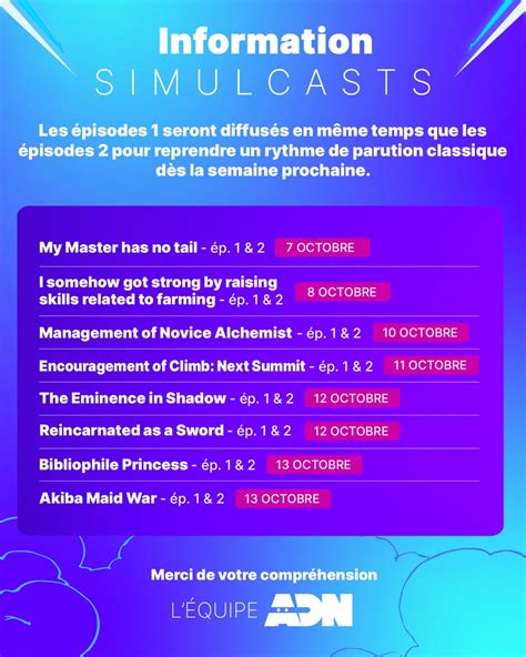 Animation Digital Network On Twitter Infos Simulcasts Ce Planning