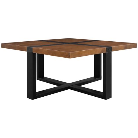 Coffee Table With Crossed Shape Table Top And Metal Legs Accent