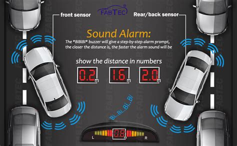 Fabtec Car Reverse Parking Sensor With Front Sensor Kit Led Display