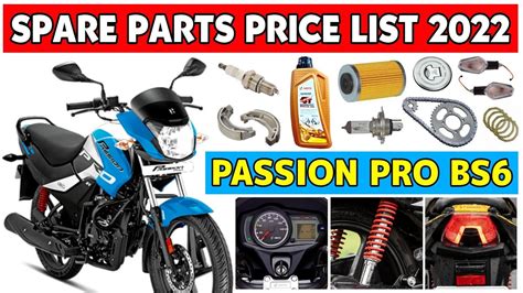 Hero Passion Pro BS6 Original Spare Parts Prices In 2022