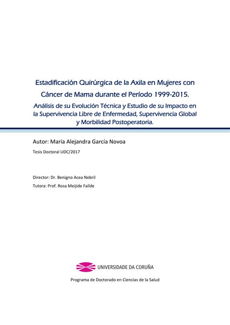 Pdf Estadificaci N Quir Rgica De La Axila En Mujeres Con C Ncer De