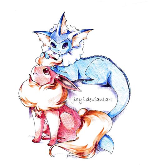 Pen Commission Flare And Vap By Jiayi On DeviantART Cute Pokemon