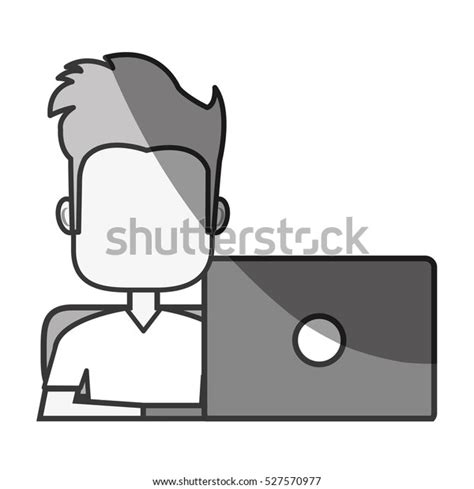 Man Avatar Using Laptop Stock Vector Royalty Free 527570977