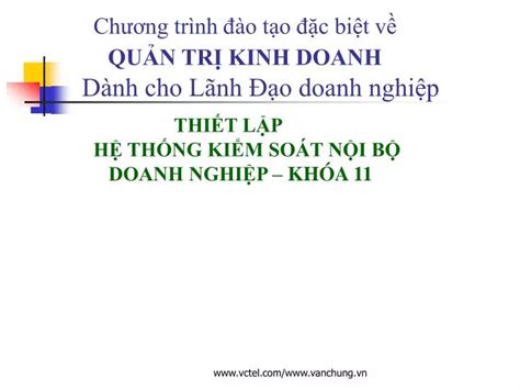 PPT Chương trình đào tạo đặc biệt về QUẢN TRỊ KINH DOANH Dành cho