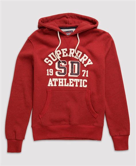 Mens Classic Varsity Hoodie In Red Superdry