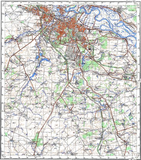 Большая подробная топографическая карта Рязани и окрестностей 1:100000 ...