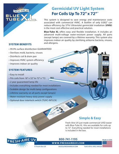 Pdf Germicidal Uv Light System For Coils Up To 72” X 72”€¦ · Simple