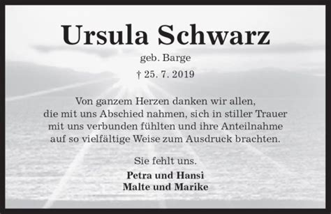 Das Trauerportal F R L Chow Dannenberg Todesanzeigen Ursula Schwarz