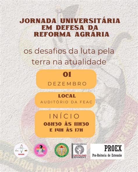 Jornada Universitária em Defesa da Reforma Agrária será amanhã 1º