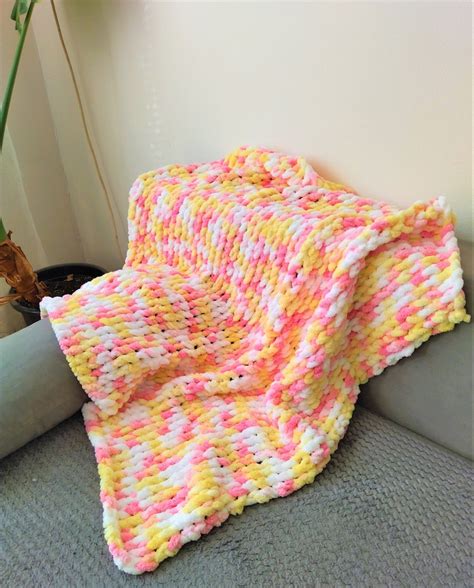 Chenille Baby Blanket Chunky Knit Baby Blanket Loop Yarn Etsy