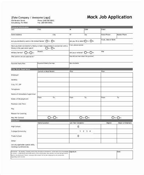 40 Job Application Form Template Word Markmeckler Template Design