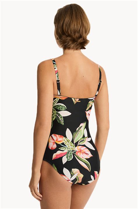 Sea Level Sundown Twist Bandeau One Piece Black Swimwear Galore Au