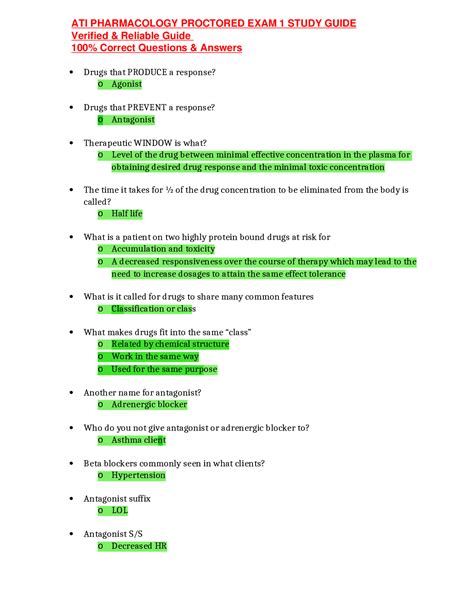 Ati Pharmacology Proctored Exam Retake Guide Browsegrades